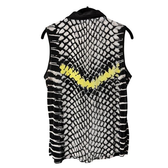 Jamie Sadock Women's Viper Sleeveless Golf Top Black White Yellow Abstract SZ L - Picture 2 of 5
